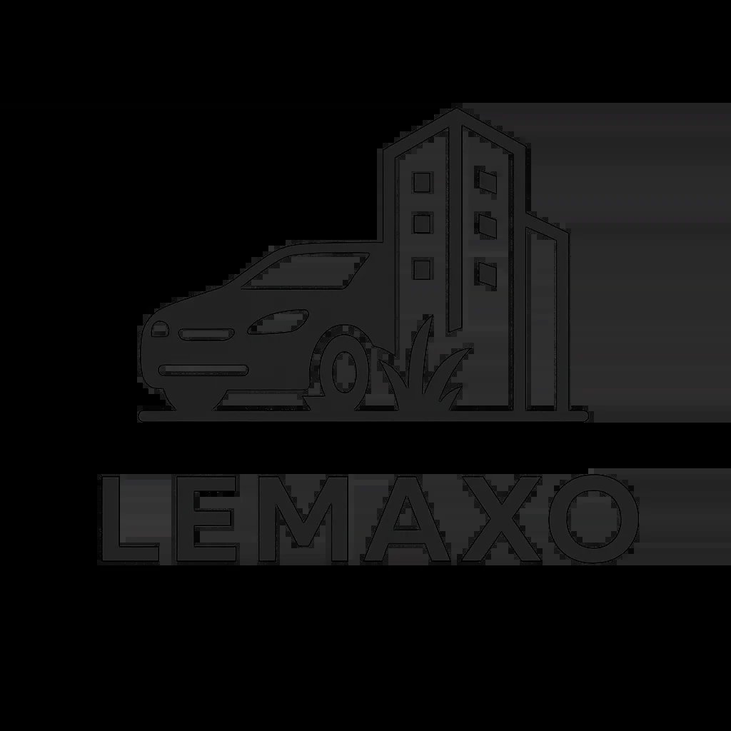 Lemaxo Logo – Reinigungsservice mit Auto und Gebäude